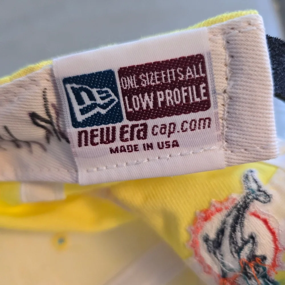 Vintage Miami Dolphins New Era Hat Yellow Low Profile Made in USA Adjustable Cap - Picture 4 of 7